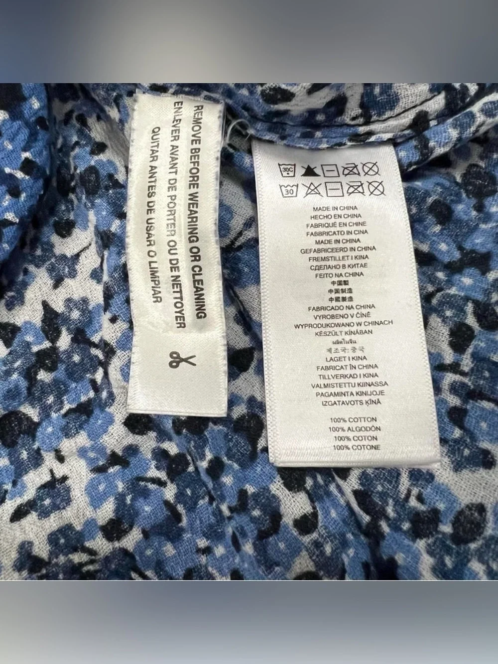 Michael Kors Off Shoulder Blue And White Floral Top Hippie Boho Size Small